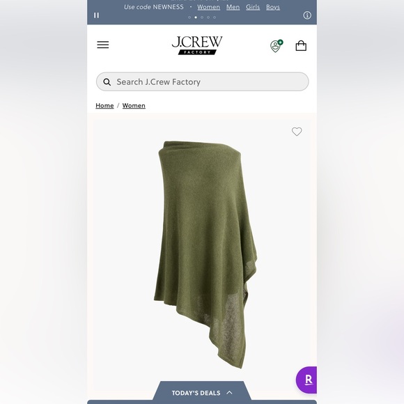 NWT J. Crew Cotton-Blend Triangle Sweater Poncho - Tyrol/OS - Picture 8 of 10